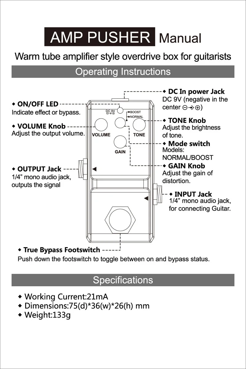 Amp Pusher mini pedal manual