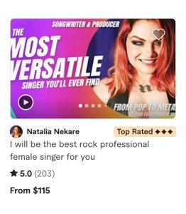 Fiverr top female singer gig