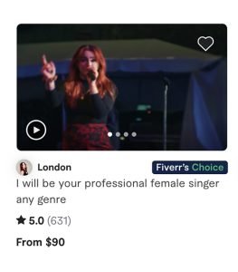 Fiverr recommended female singer gig