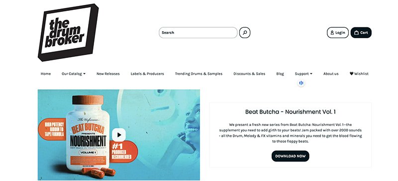 The Drum Broker drum sample website 